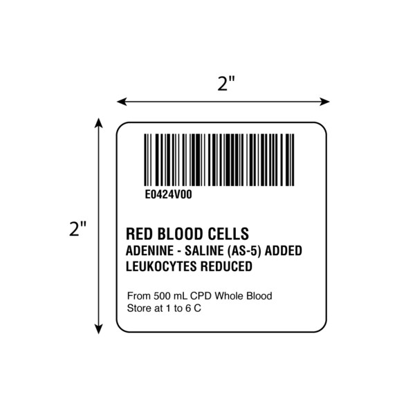 ISBT 128 Red Blood Cells Adenine-Saline Part 2 2" x 2"